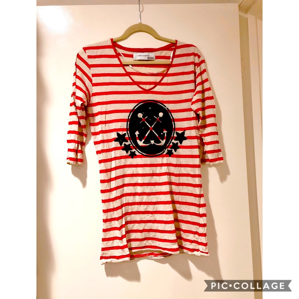 Zara rec stripped long tunic top